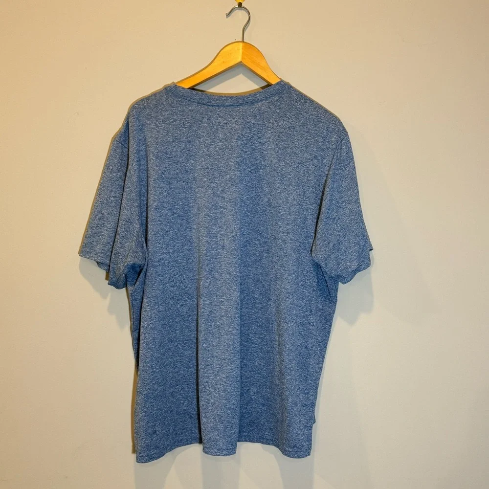 North Face Adventure Tshirt, Blue with Bright Red/Orange Logo, Men’s XXL, EUC‎